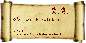 Körpel Nikoletta névjegykártya